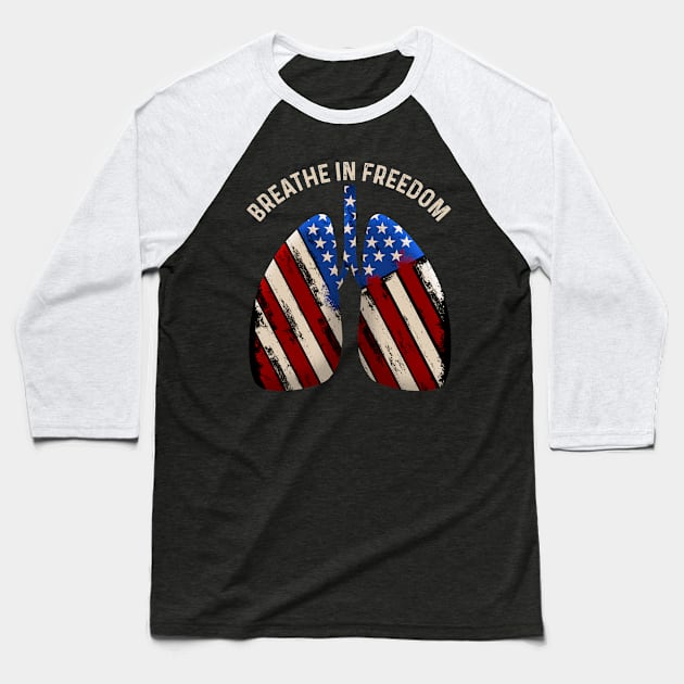 Breathe In freedom USA Flag Patriotic Baseball T-Shirt by MintaApparel